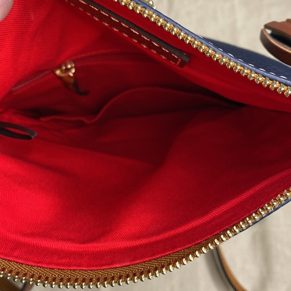 Black Dooney & Bourke Pebble Leather Foldover Purse Crossbody Pockets Dark Navy - Picture 8 of 12